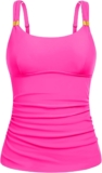 40% off Swimsuit Tops for Women Tops with Built in Bra Ruched Tummy Control Bathing Suits Top Hot Pink M